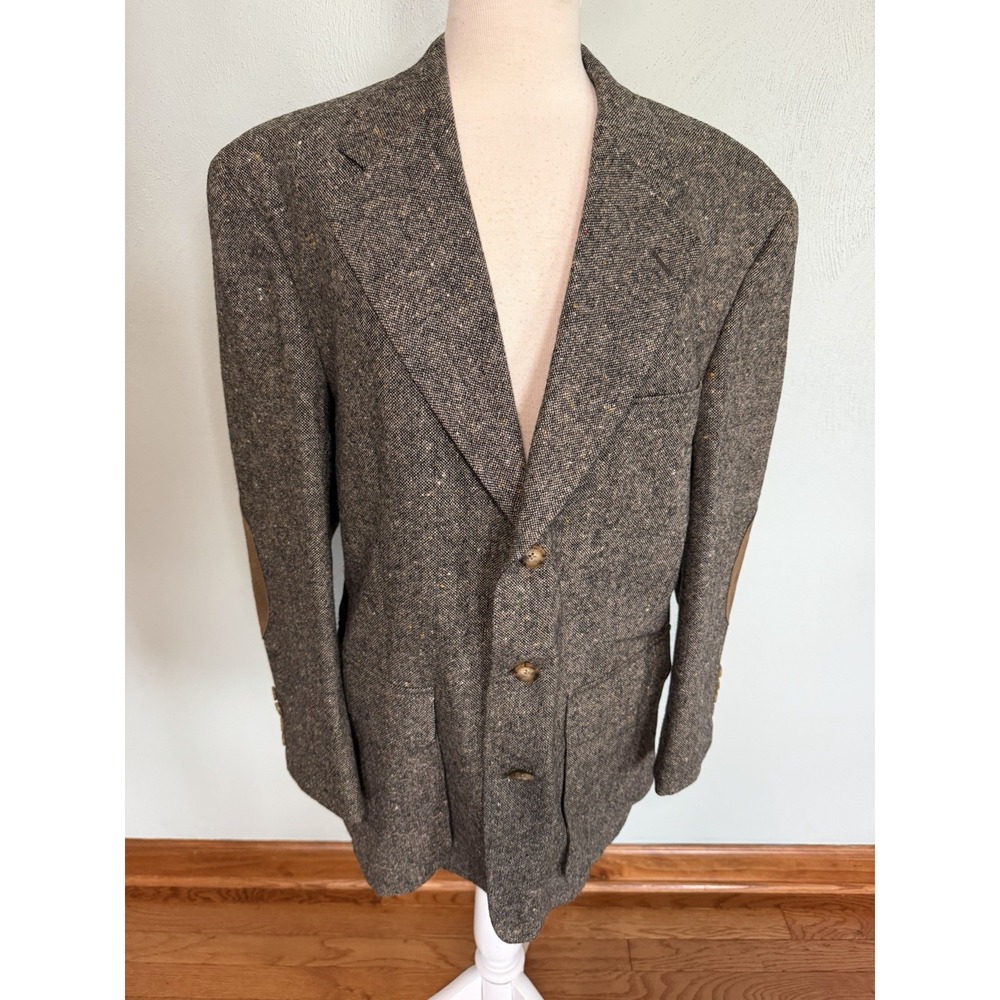 Vintage Austin Reed Lambswool Tweed Blazer 40R Prince of Wales Glen Plaid Brown
